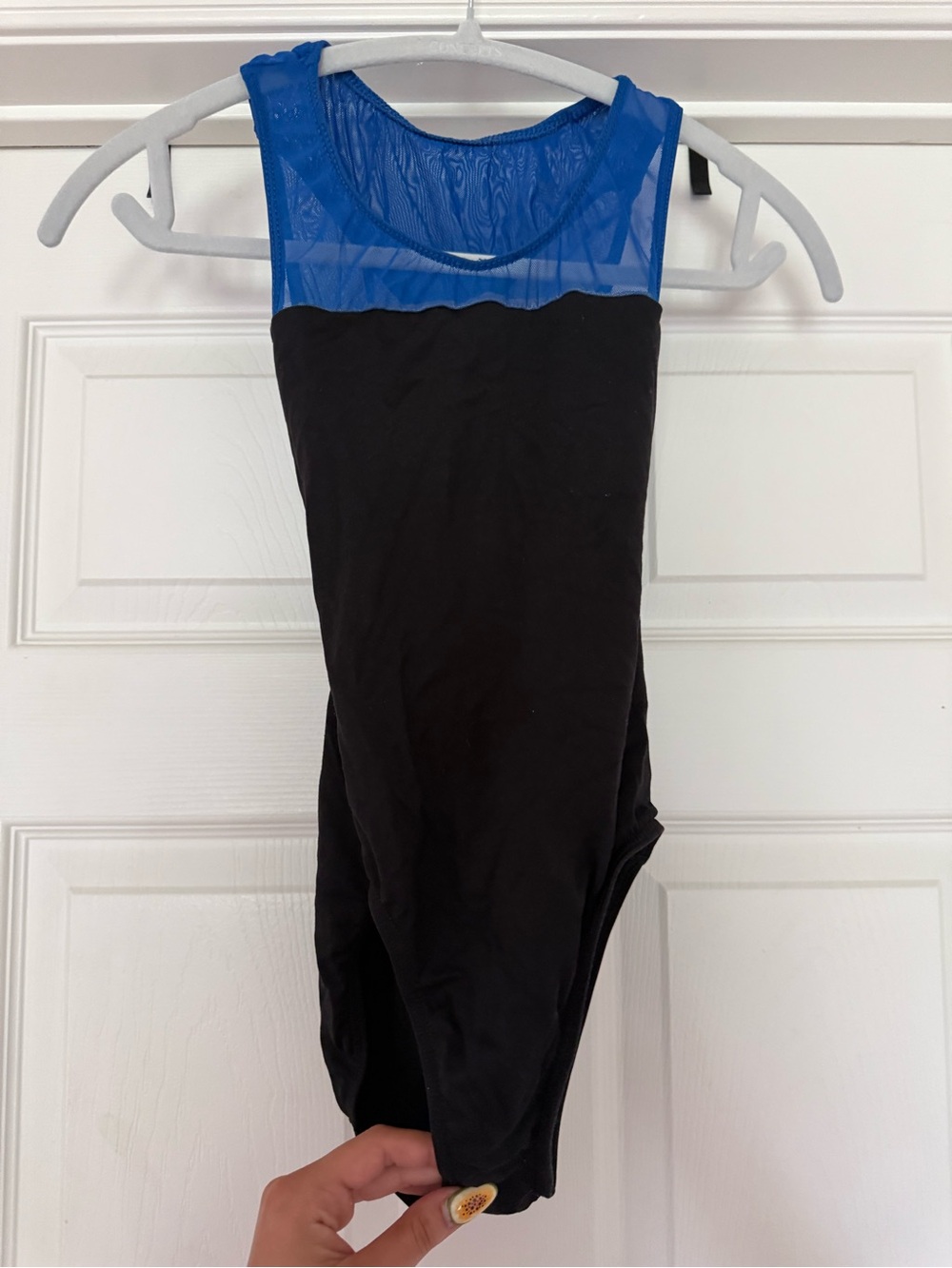 Capezio Black and Royal Blue Mesh Leotard